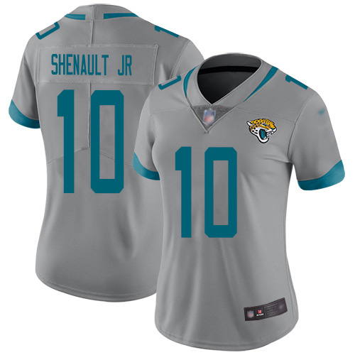 Nike Jacksonville Jaguars 10 Laviska Shenault Jr. Silver Women Stitched NFL Limited Inverted Legend Jersey